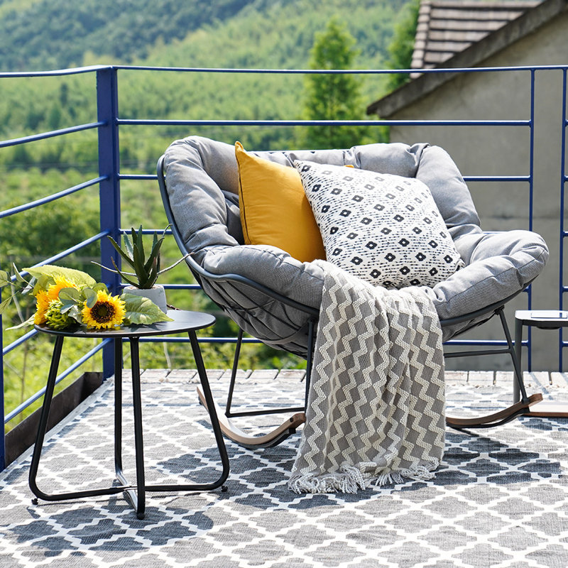 Outdoor Gotthardt Rocking Metal Chair with Cushions